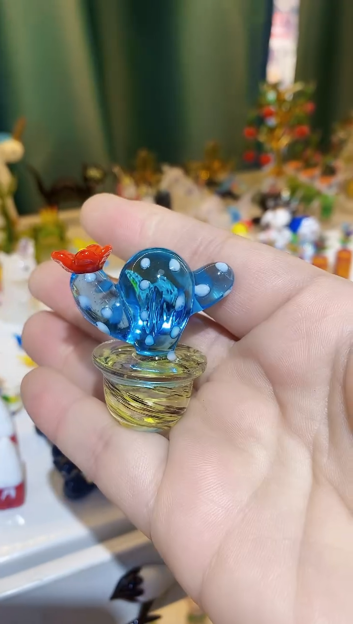 【闪购商品】琉璃手工艺品蓝色仙人掌