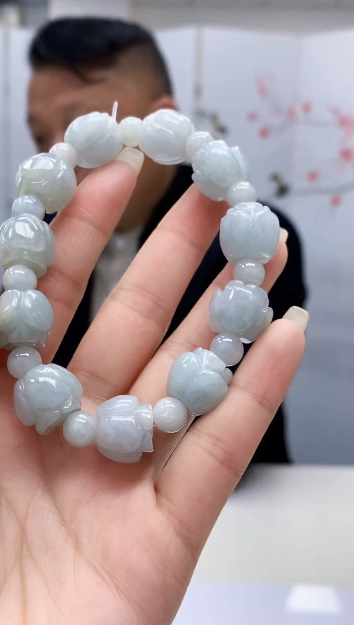 【闪购商品】定制翡翠未镶嵌4969lr-毛货手串67