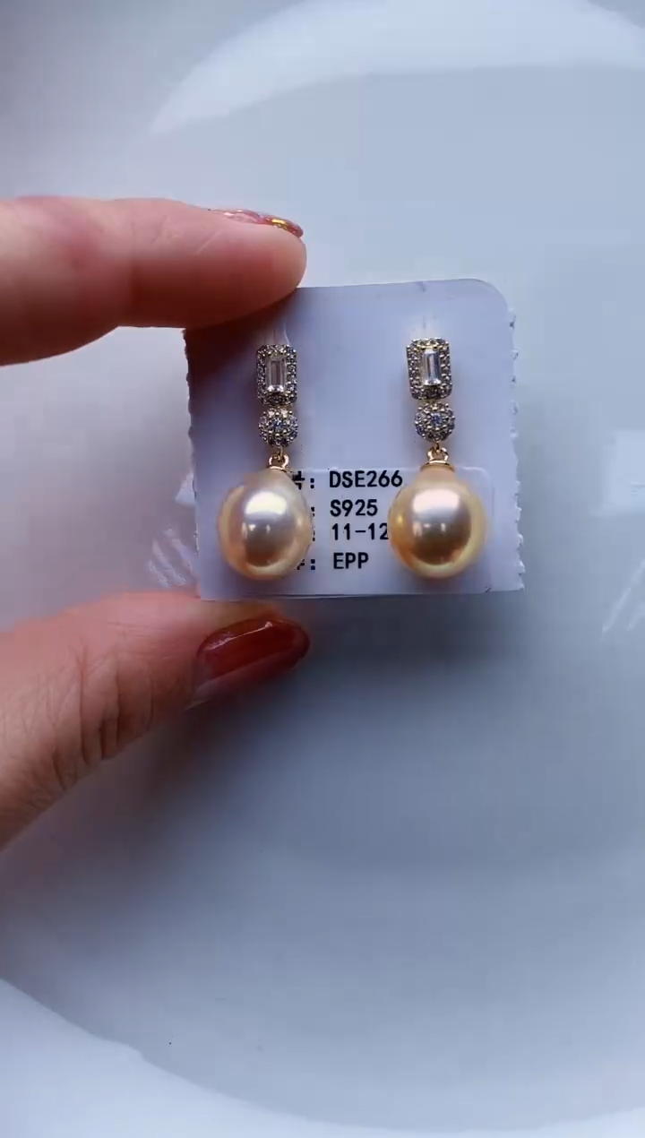 银S925镶嵌耳饰淡水珍珠Y淡水耳钉
