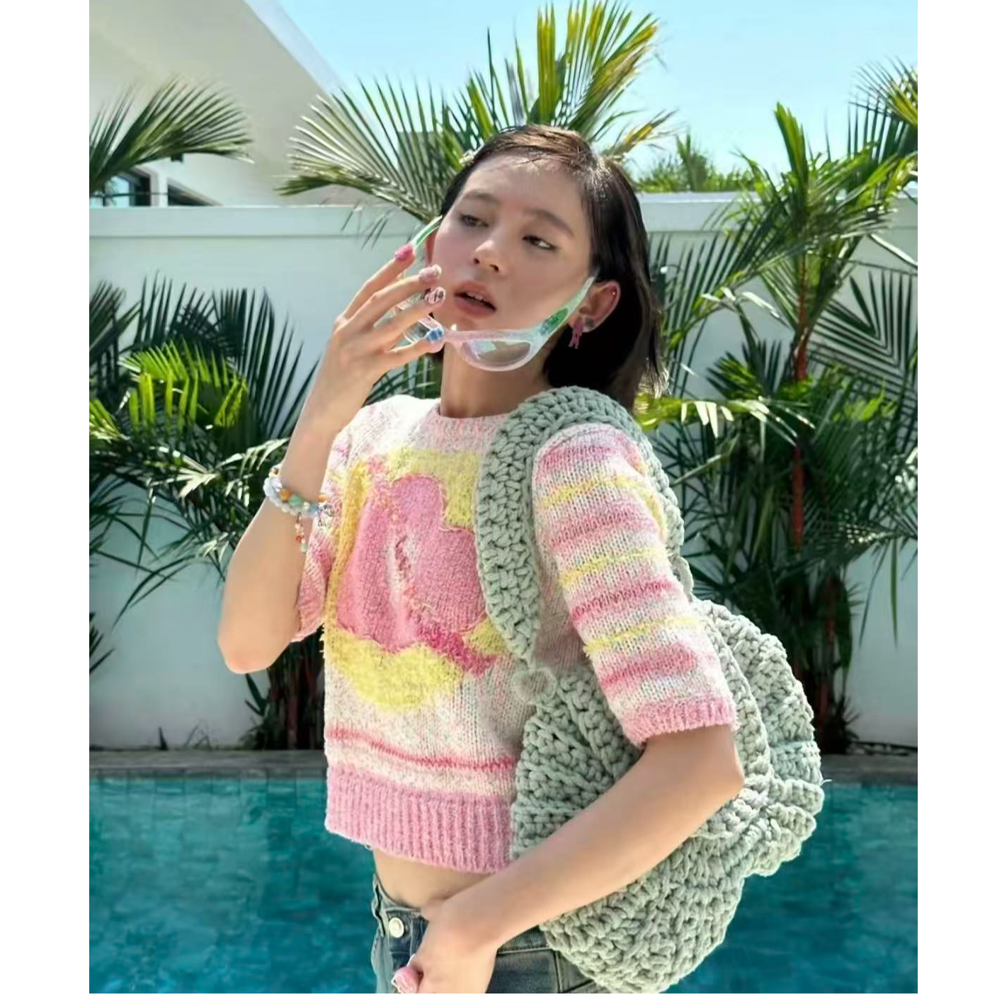 99新 Chanel/香奈儿 蔚蓝/针织衫/38码/LZ519C997