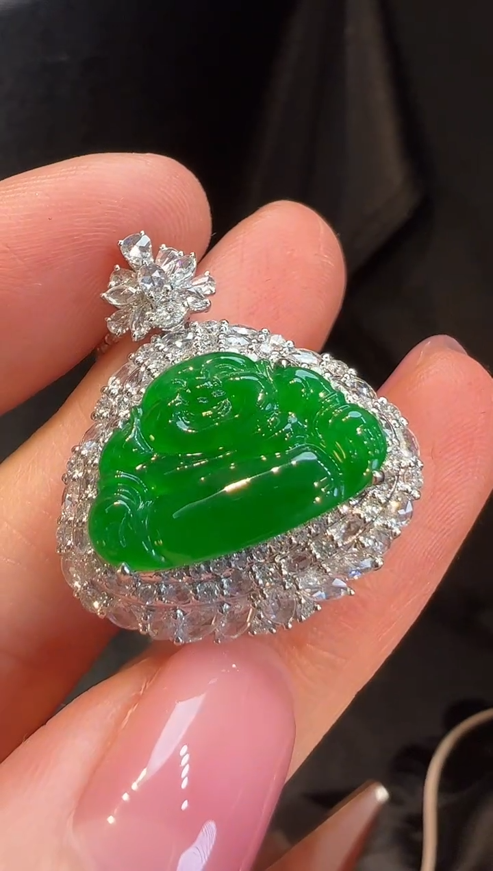 吊坠(不含链)18K金镶嵌翡翠L6吊坠