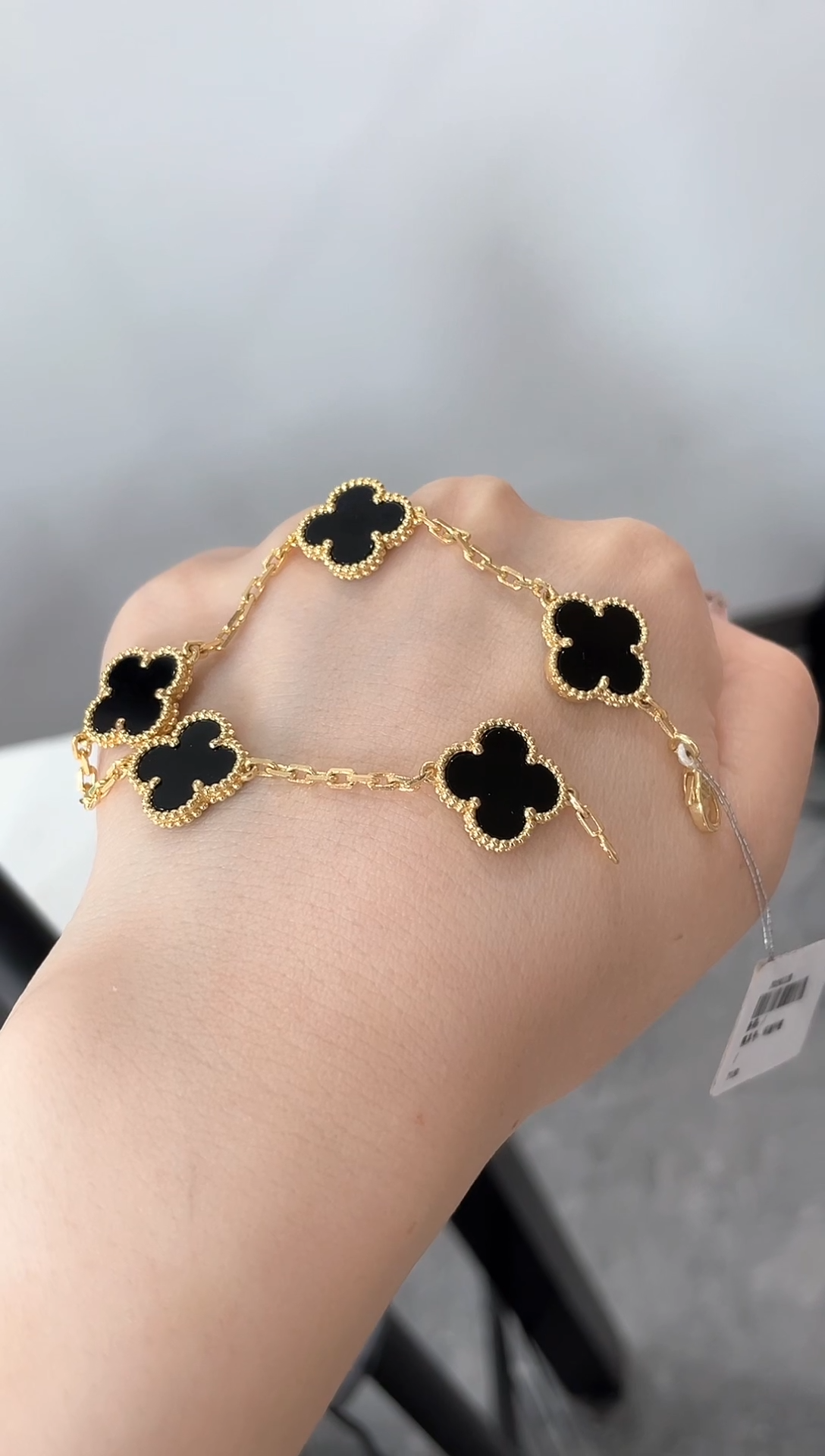 【闪购商品】玛瑙/玉髓手链18K金镶嵌【kk珠宝】黑五花手链