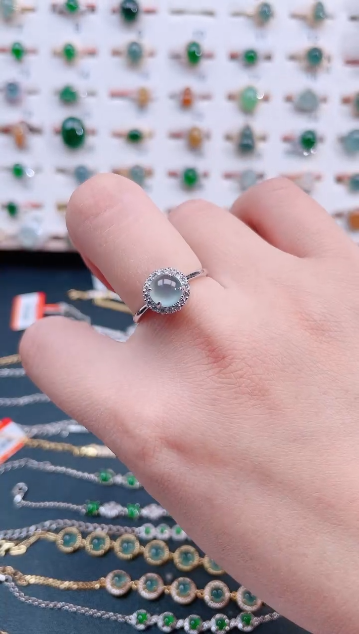 银S925镶嵌戒指翡翠天然翡翠