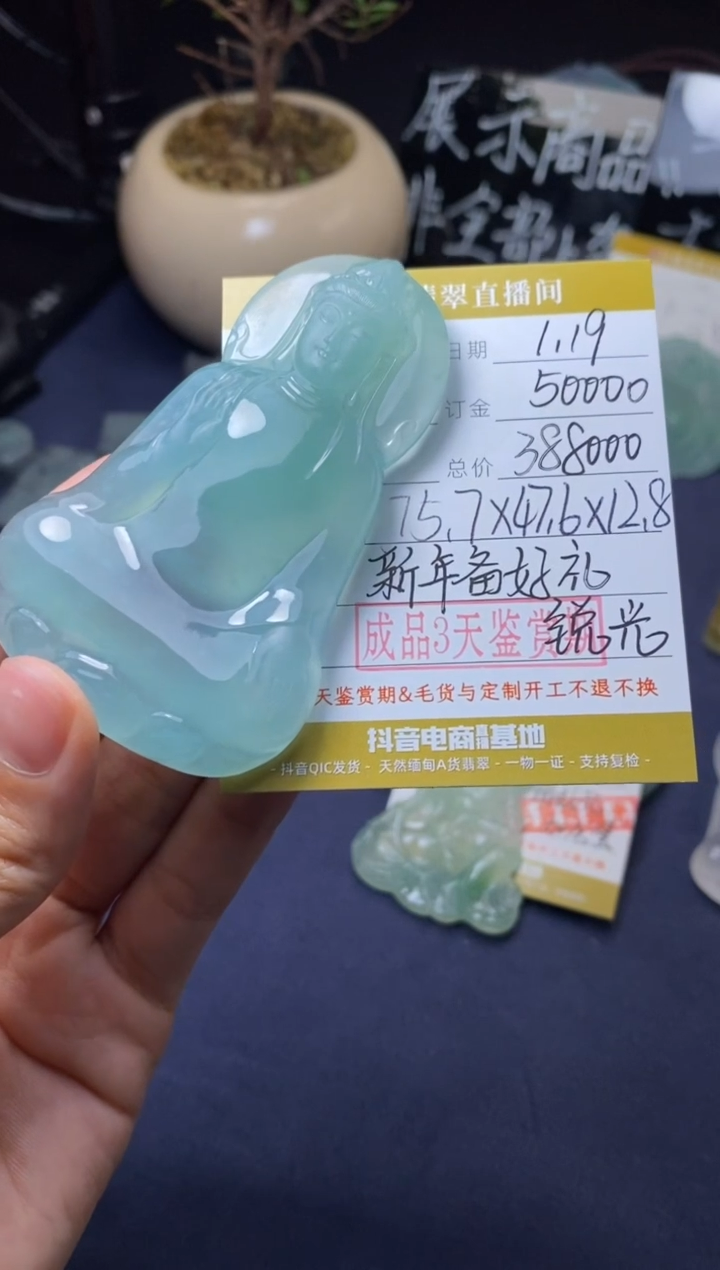 【闪购商品】定制翡翠未镶嵌观音-订金5万