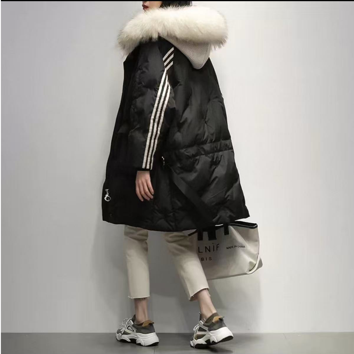 【TD】女中长款2025冬装新款韩版白鸭绒时尚显瘦外套 不带毛领121