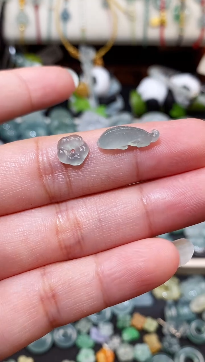 散珠翡翠锦鲤小花裸石