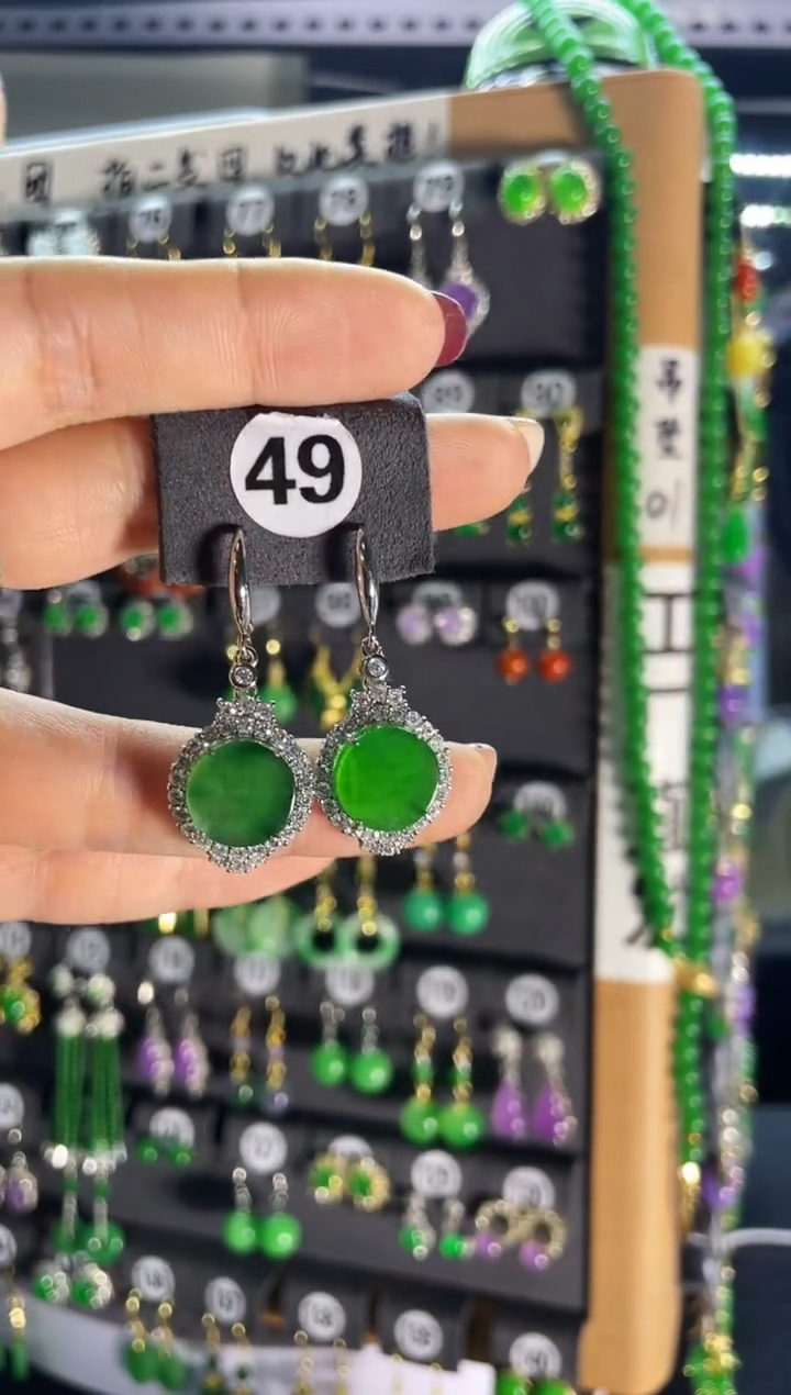 【闪购商品】翡翠耳饰银S925镶嵌49    