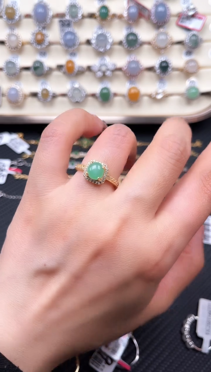 【闪购商品】翡翠戒指银S925镶嵌天然A货翡翠戒指