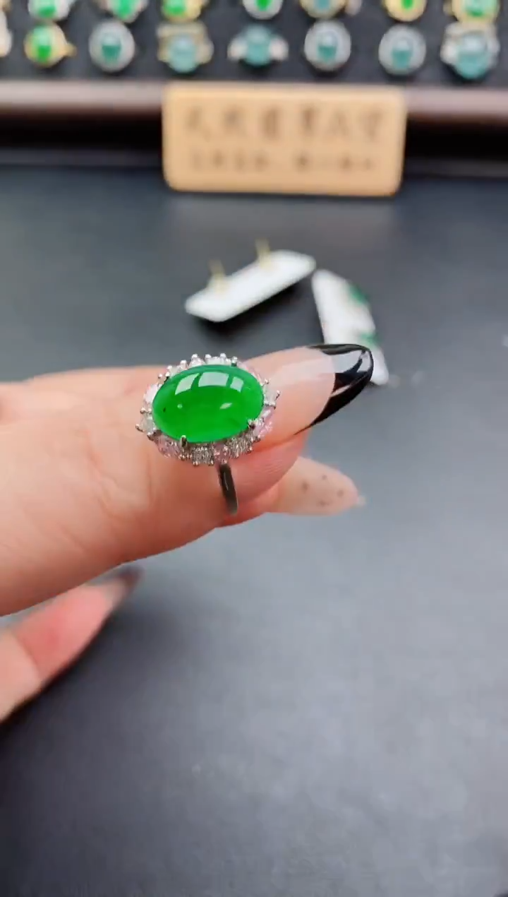 银S925镶嵌戒指翡翠1