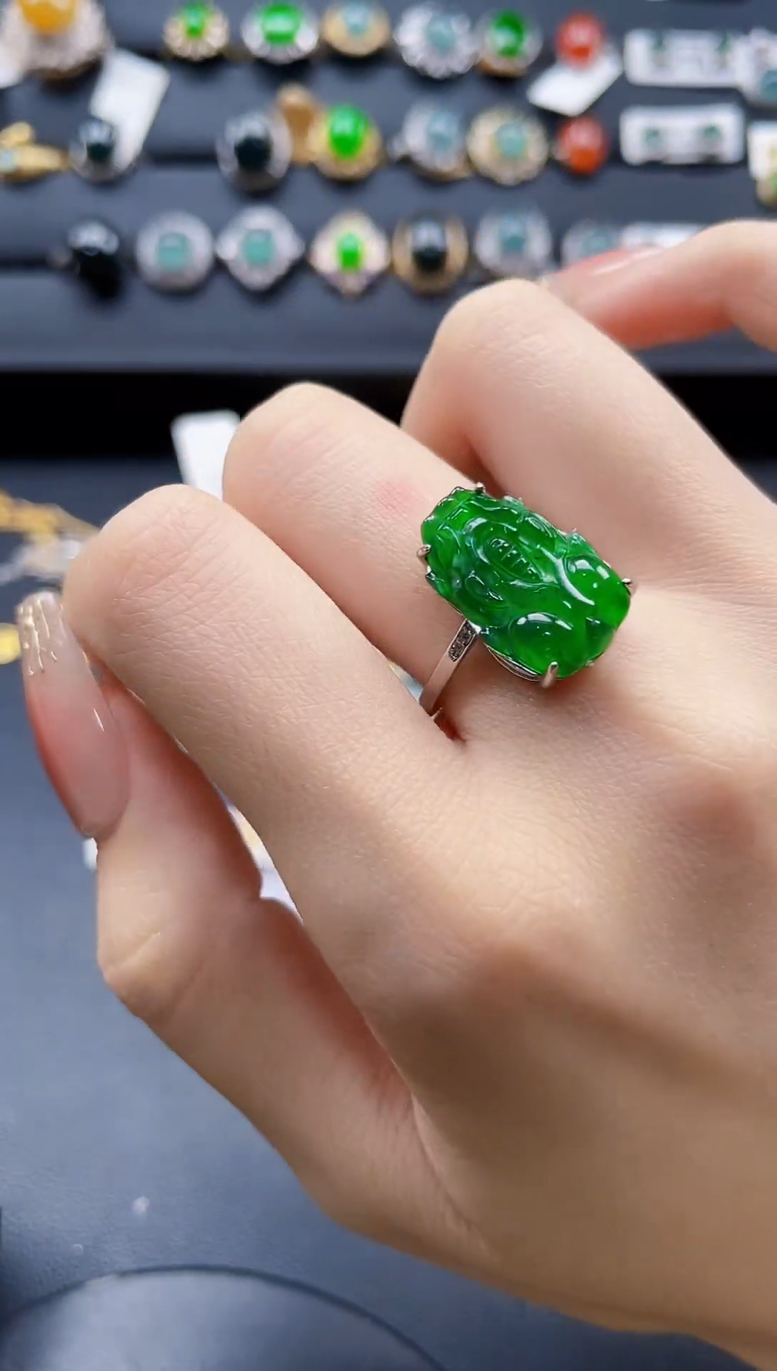 【闪购商品】翡翠戒指银S925镶嵌657875