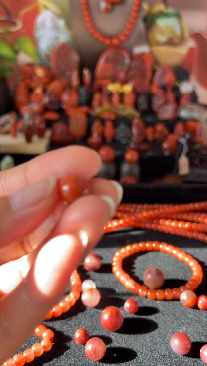 未镶嵌单珠南红玛瑙欧*单珠