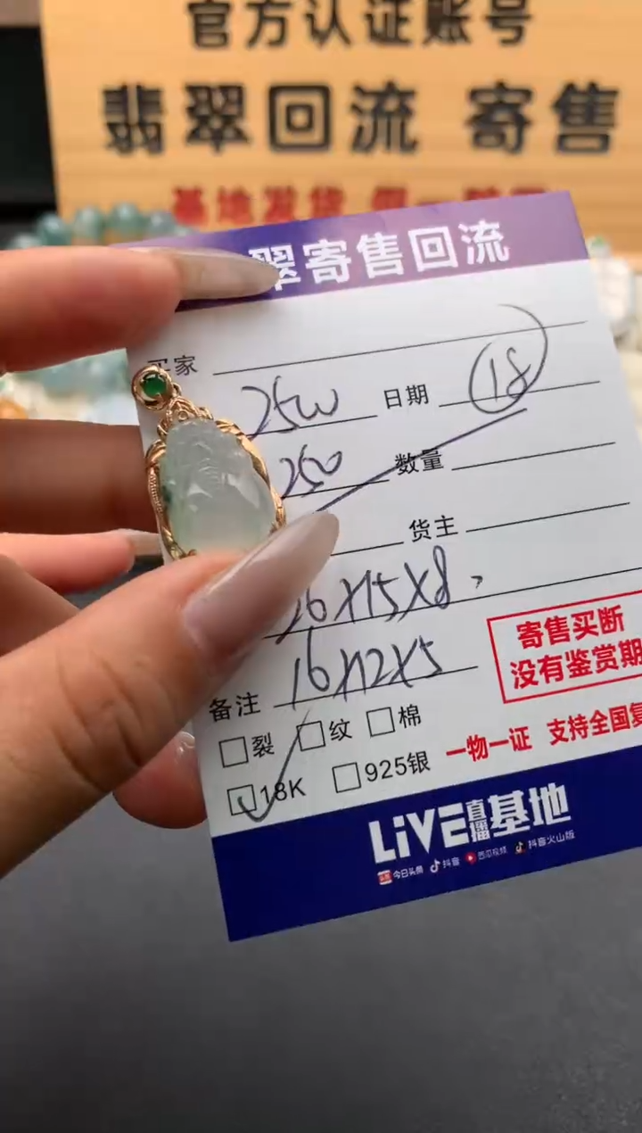 翡翠18K金镶嵌颈饰10129077