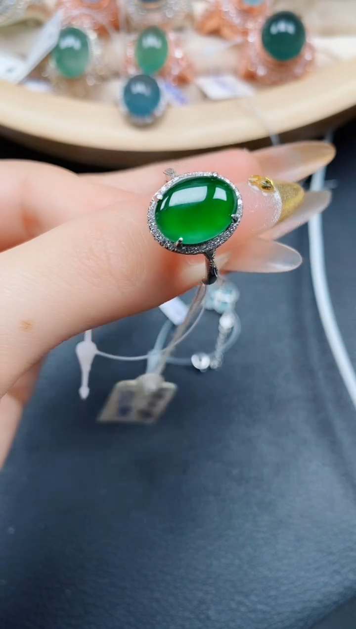 【闪购商品】翡翠戒指银S925镶嵌翡翠