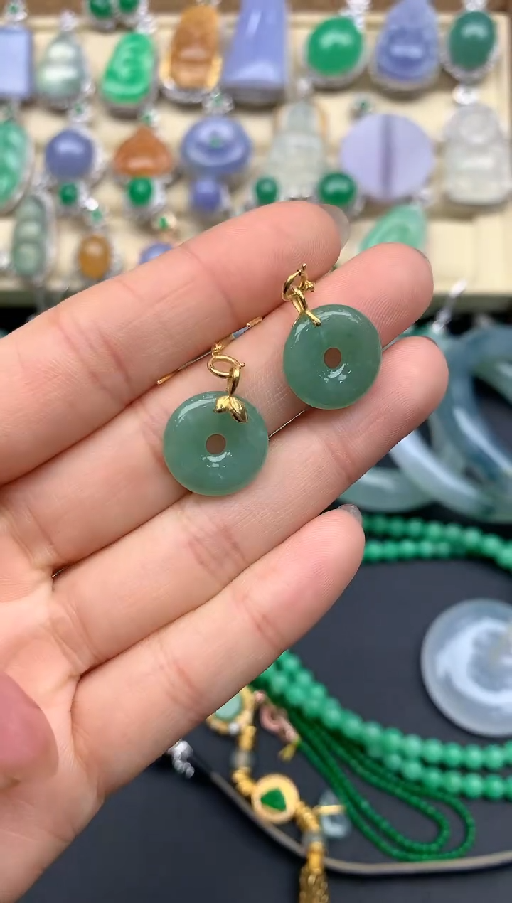 【闪购商品】翡翠耳饰18K金镶嵌316--中国好珍宝