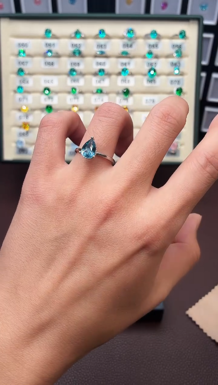 银S925镶嵌戒指海蓝宝石111