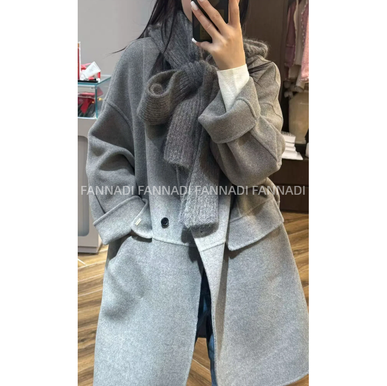 FANNADI【大衣】山羊绒+超细羊毛时尚韩版连帽围巾外套 GG 88-3717