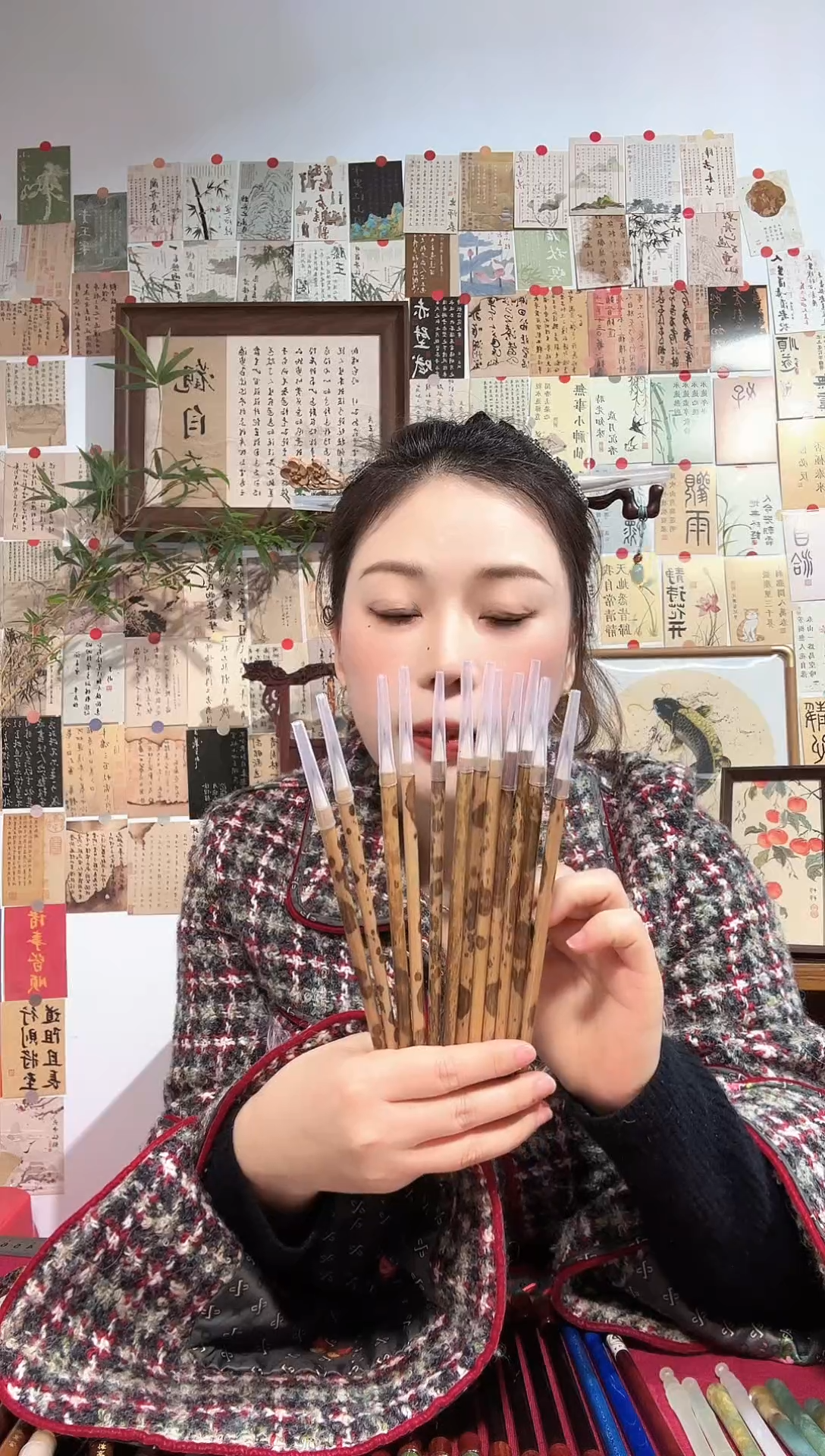 闪6 老黑香妃竹笔杆纯狼羊兼毫小楷出锋2.0（清水试笔）一支到手