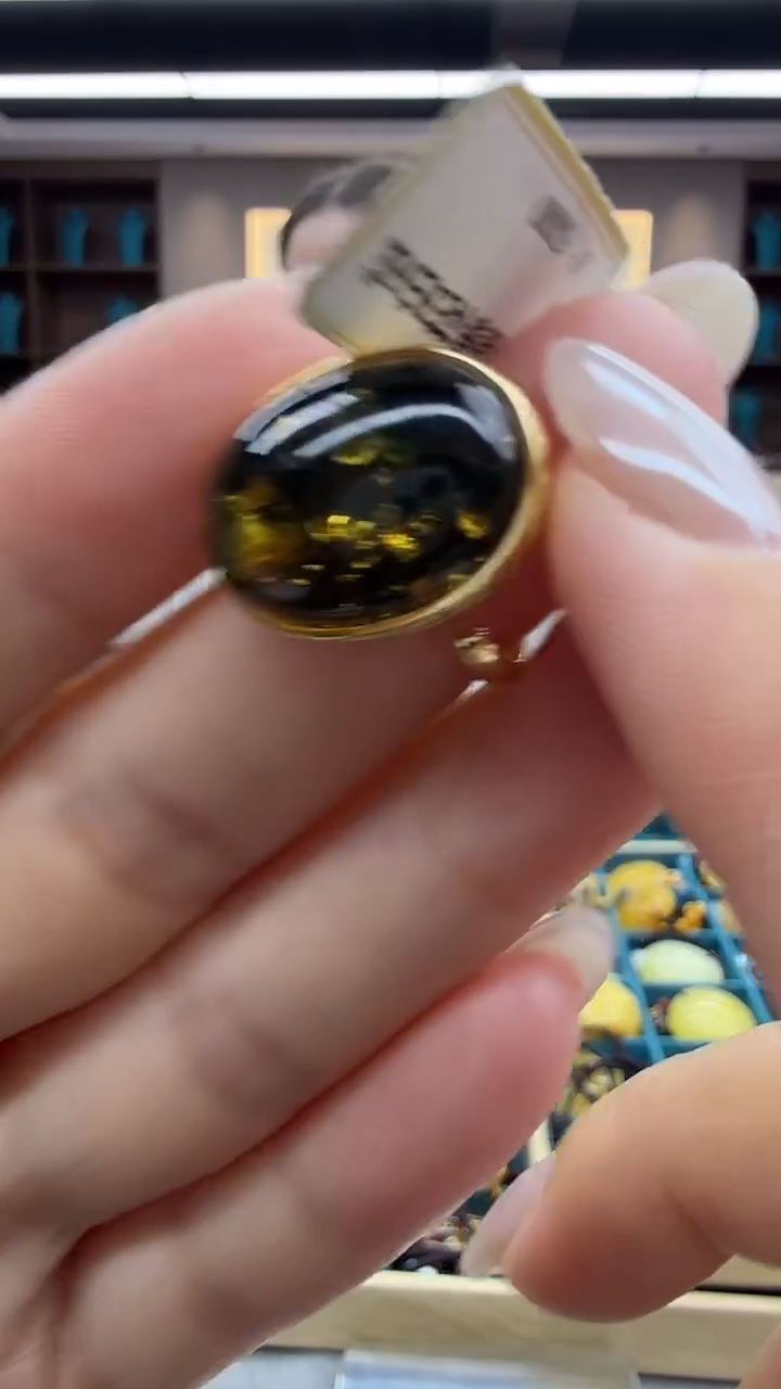 未镶嵌琥珀戒指43秒拍号 假一罚三 