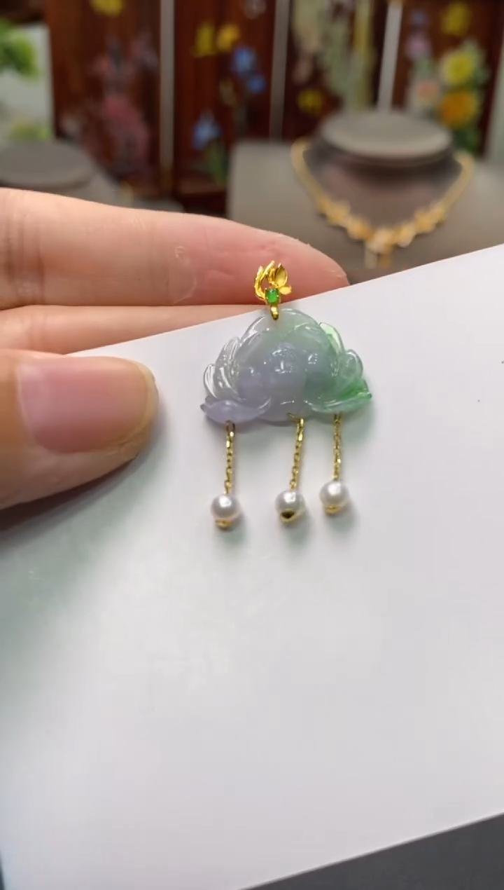 【闪购商品】翡翠颈饰18K金镶嵌净货13950