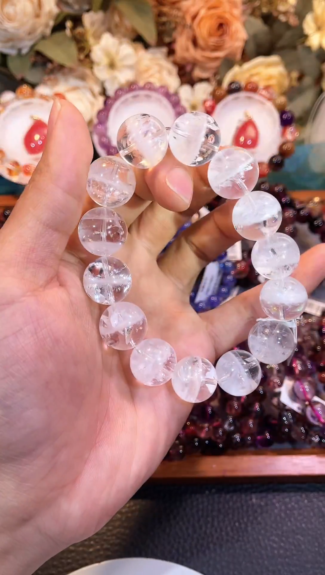 未镶嵌手链水晶彩虹白幽灵16m+