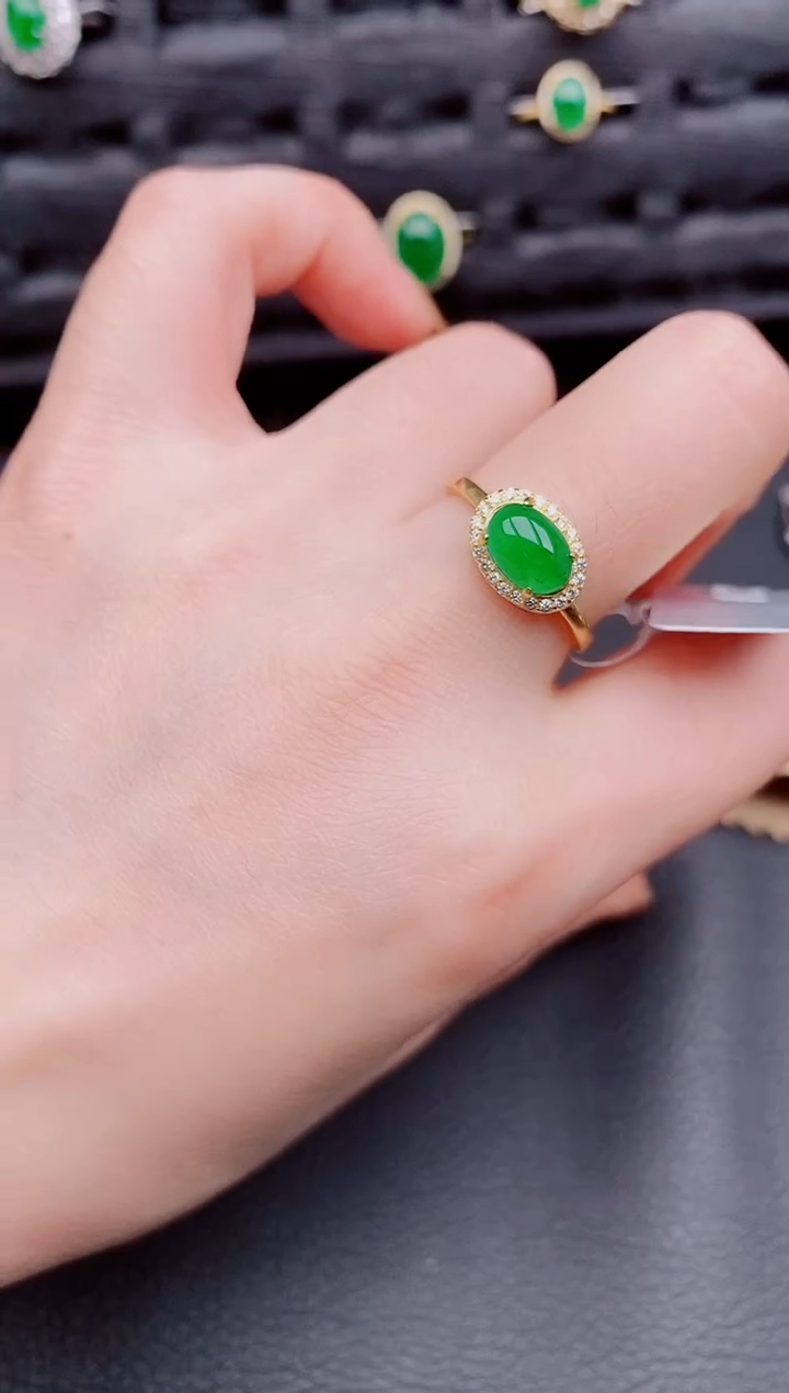 【闪购商品】翡翠戒指银S925镶嵌天然a货翡翠326