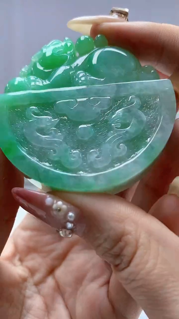 【闪购商品】定制翡翠未镶嵌4902DD-毛货挂件78