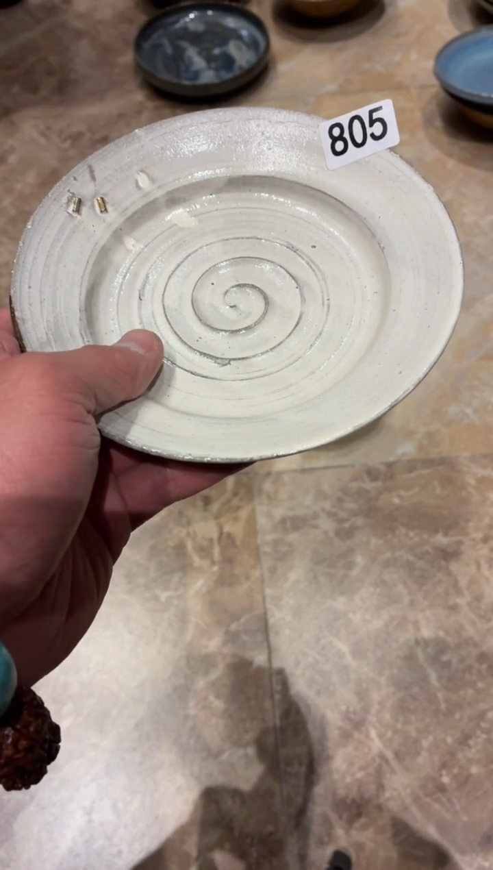 瓷片805粉引点金盘1个
