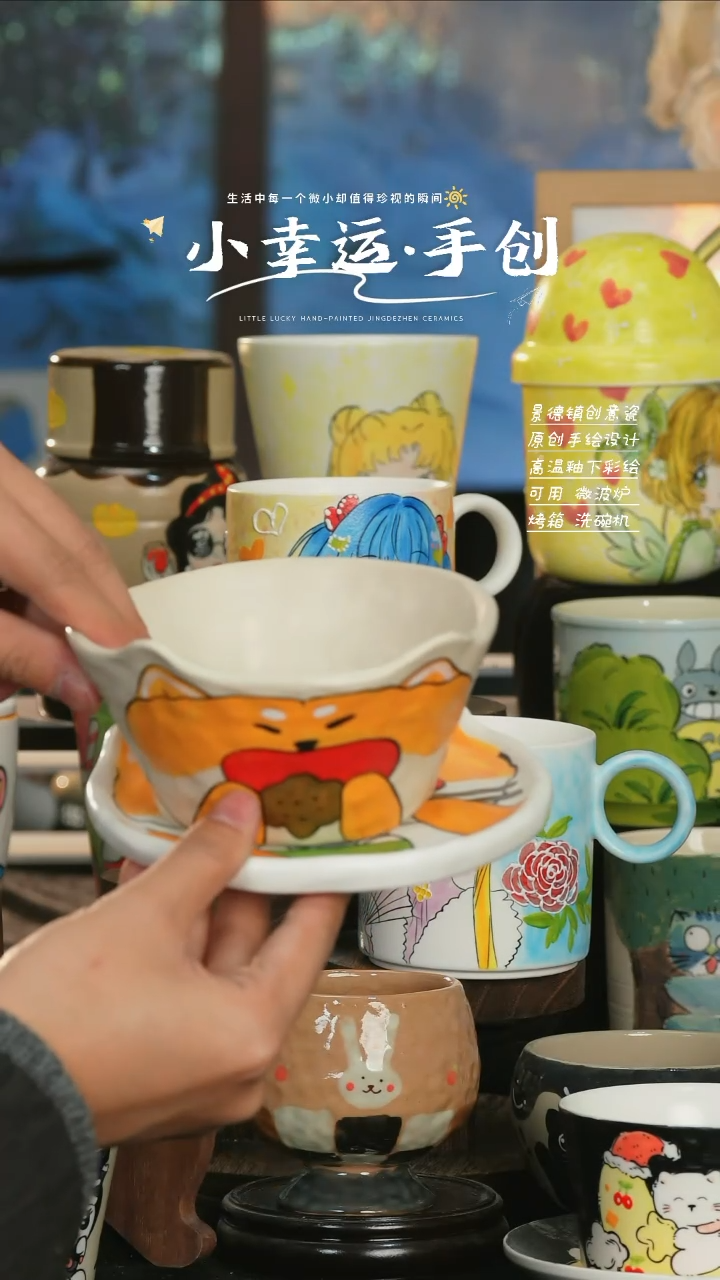 【闪购商品】小幸运纯手工手绘陶瓷