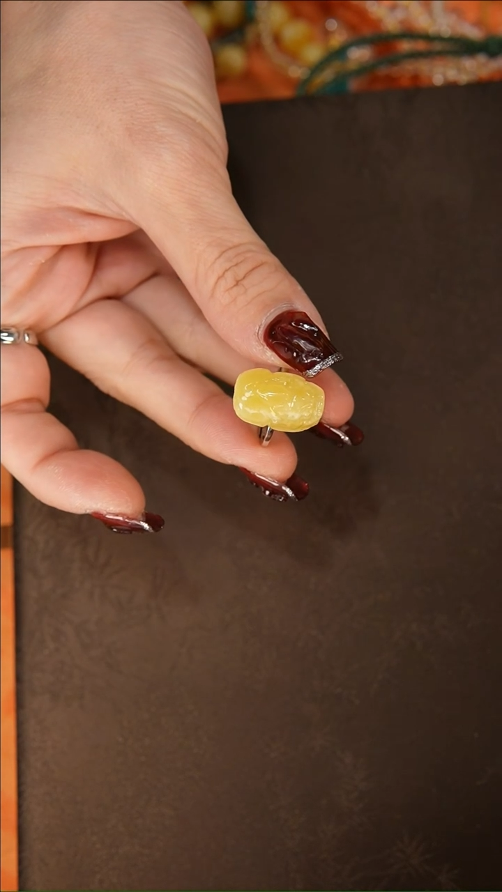 【闪购商品】琥珀戒指银S925镶嵌戒指