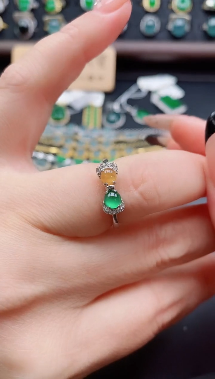 银S925镶嵌戒指翡翠1