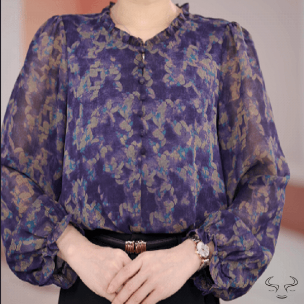 24秋季新款长袖显瘦气质碎花宽松妈妈衬衫上衣女