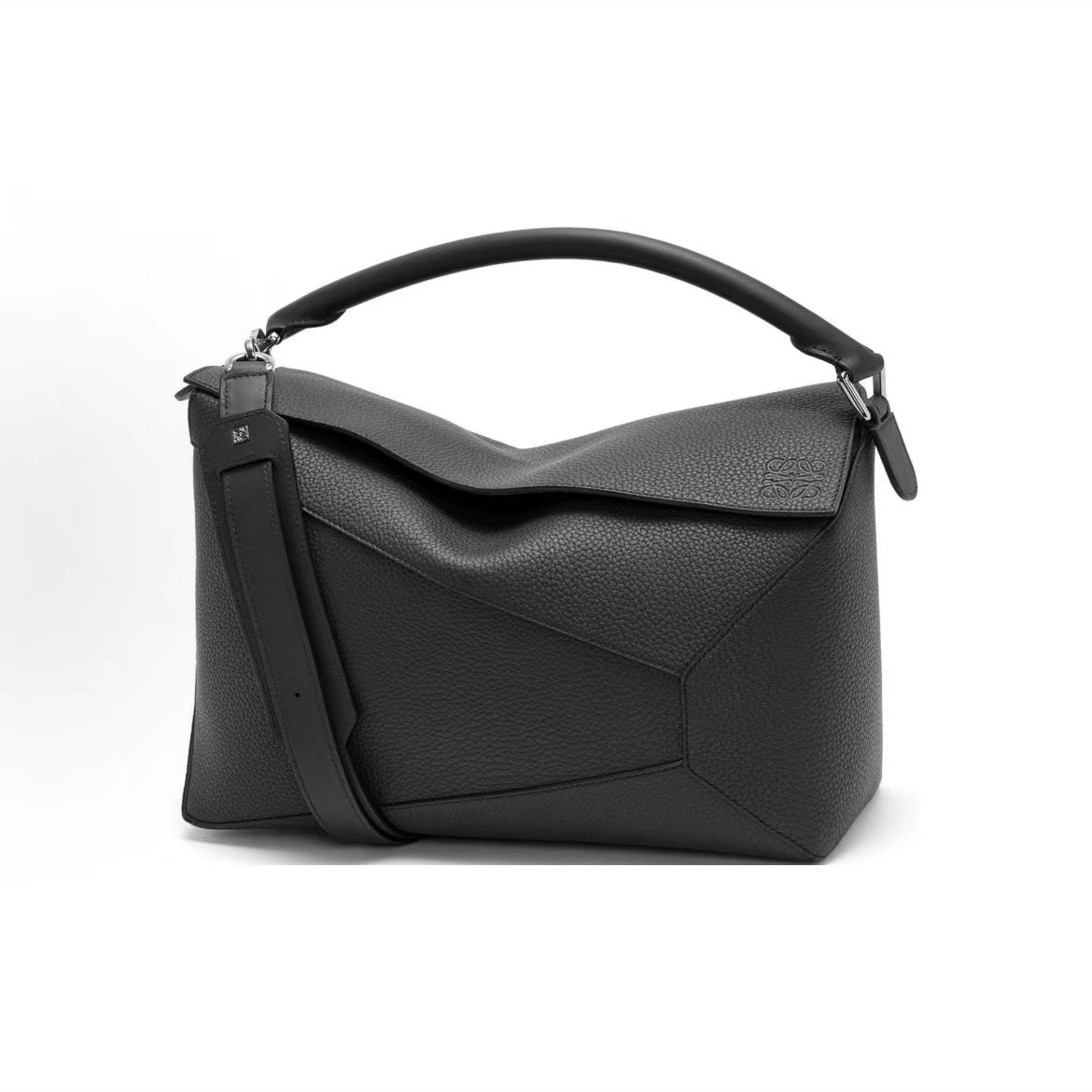 99新 LOEWE/罗意威 puzzle经典几何拼图包 黑标黑色荔枝皮 大号