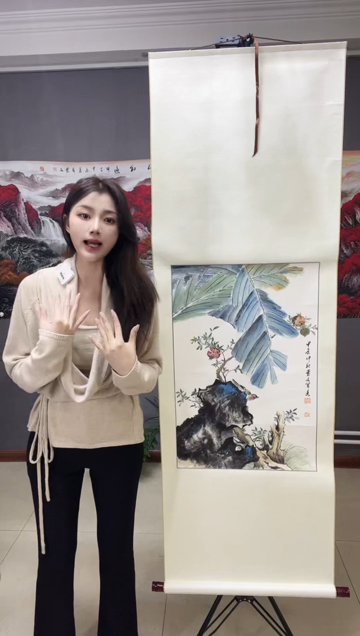 【闪购商品】国画手绘写意花鸟卷轴装裱