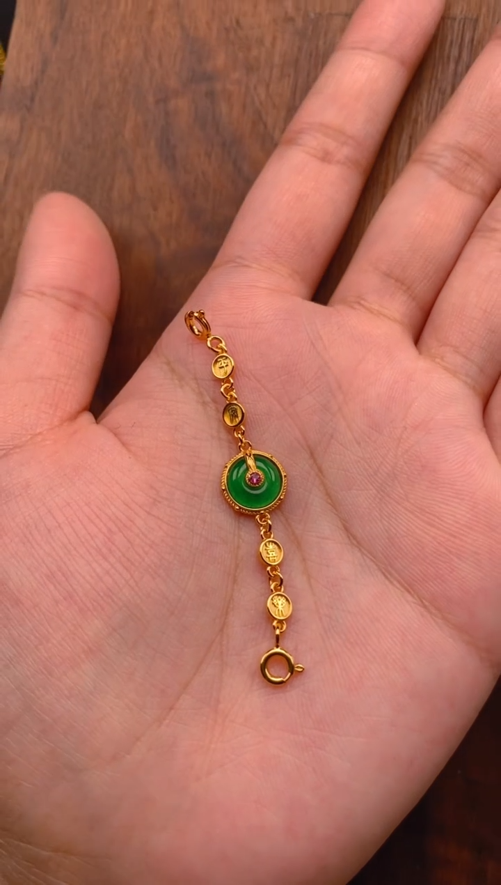 【闪购商品】翡翠吊坠(不含链)银S925镶嵌平安扣延长链