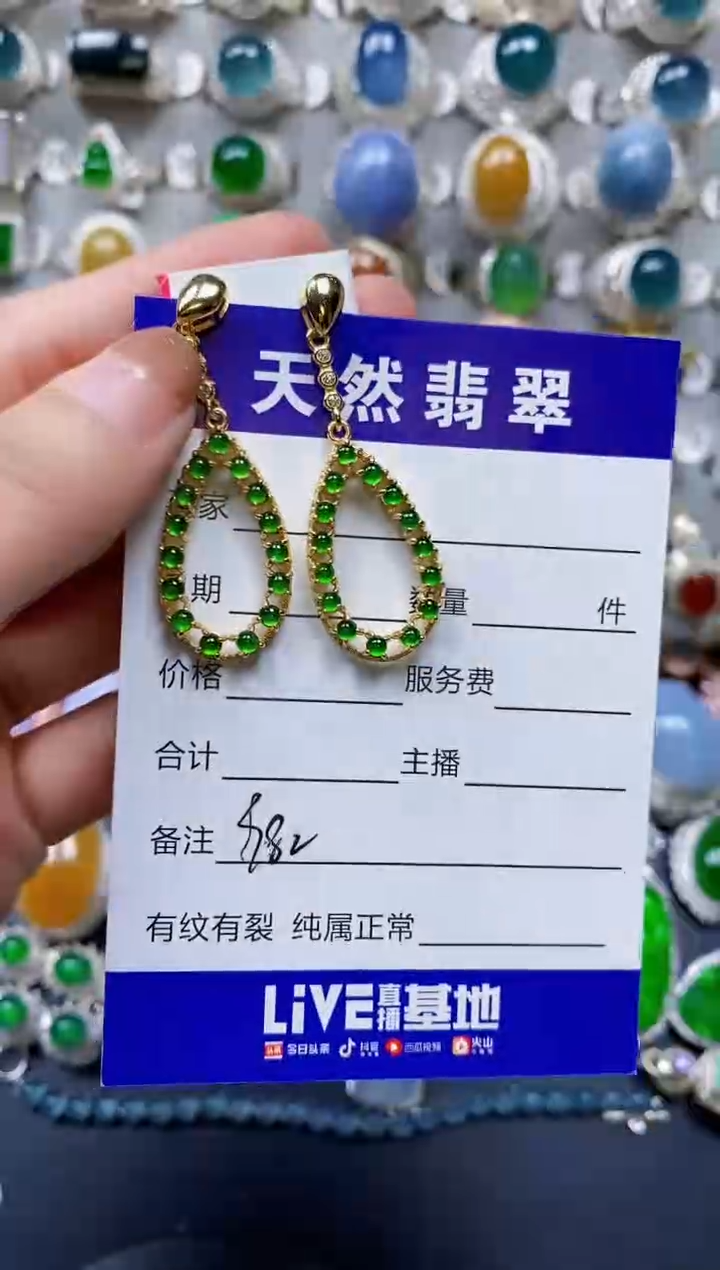 【闪购商品】翡翠耳饰银S925镶嵌0382