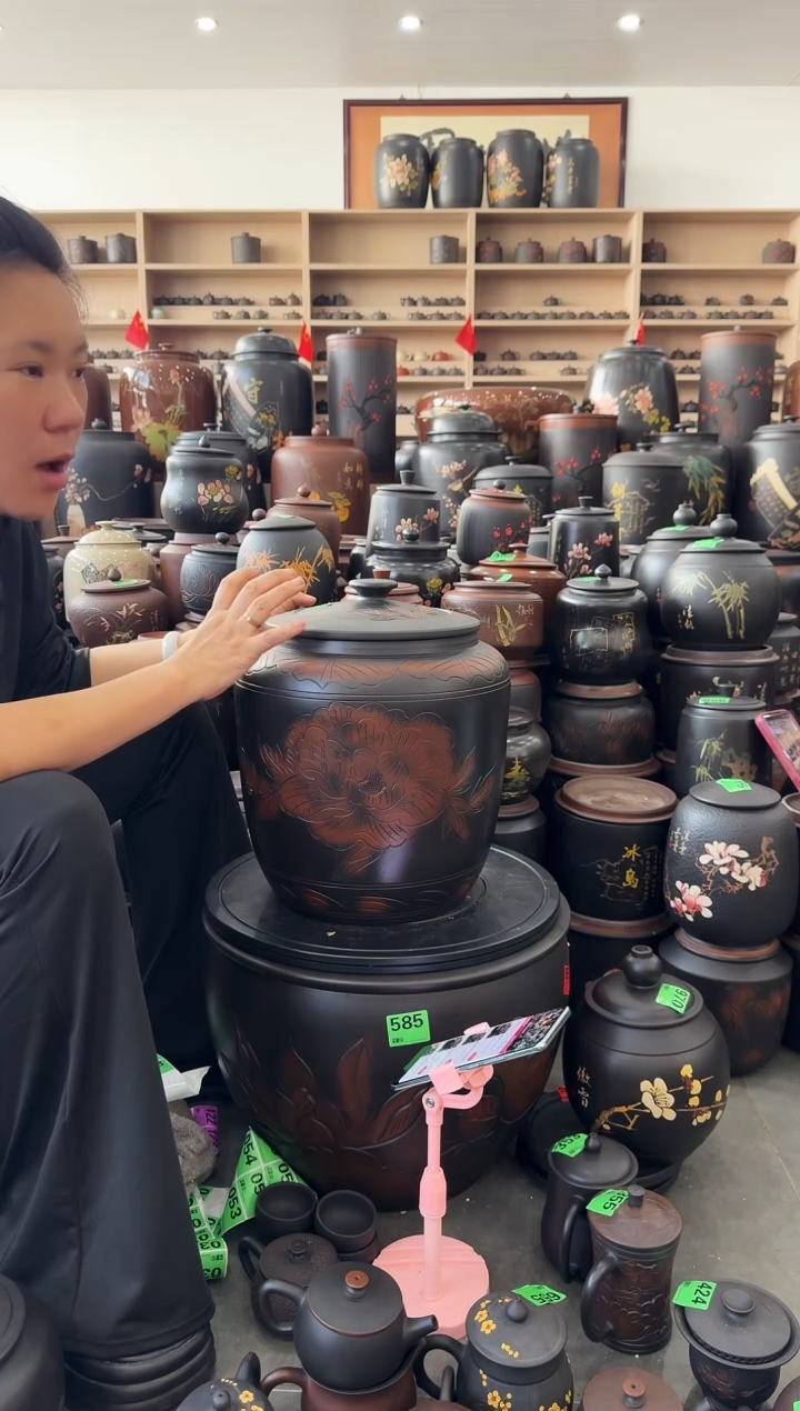 完品 线雕 牡丹 五号茶缸 103