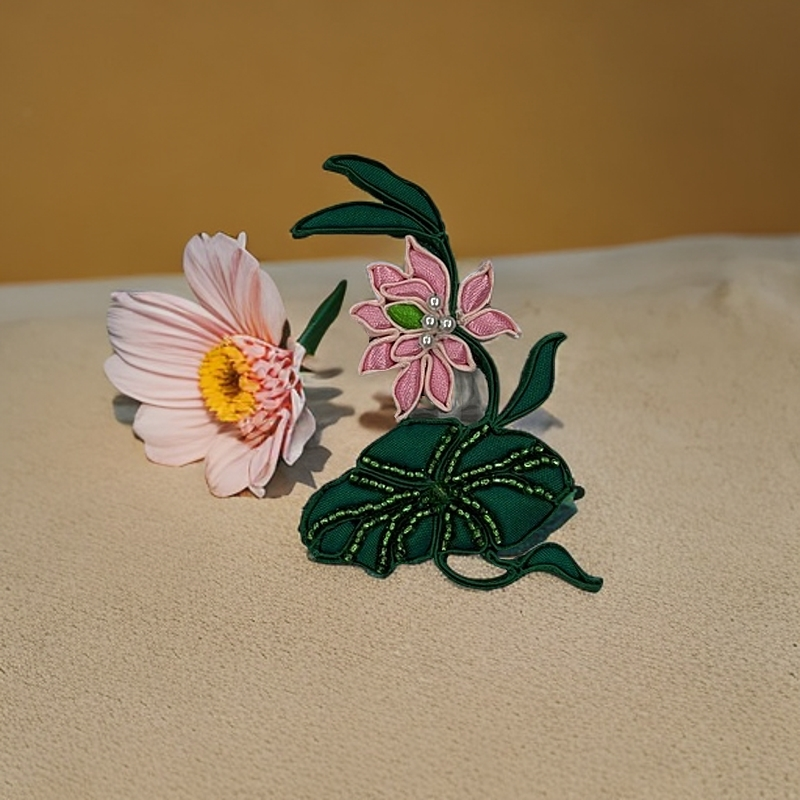 非金属布艺胸针 C079新中式旗袍唐装手工订制荷花胸针