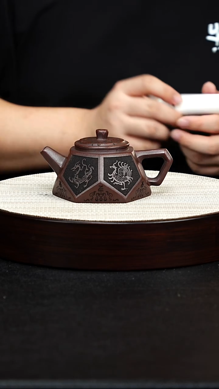 茶壶紫砂宜兴原矿纯手工紫砂 钻石壶