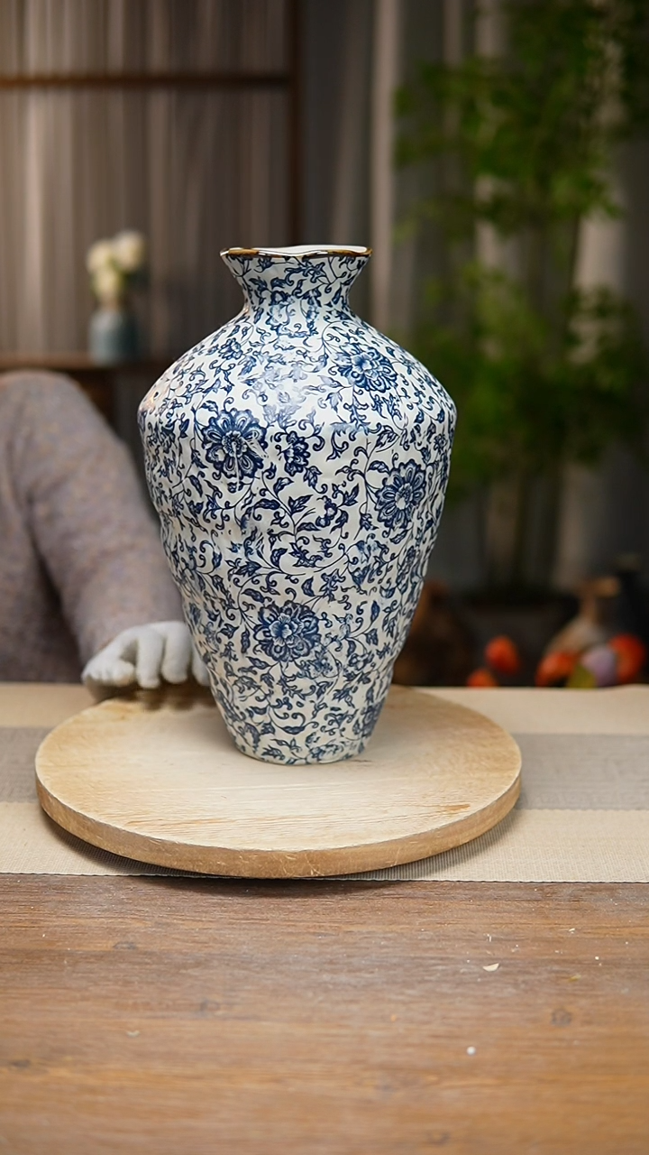 【闪购商品】陶瓷  花器青花瓷缠枝莲高脚