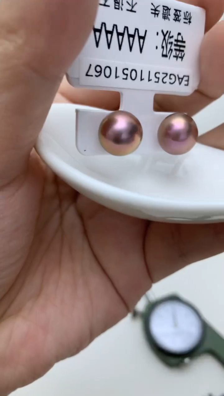 银S925镶嵌耳饰淡水珍珠w62 