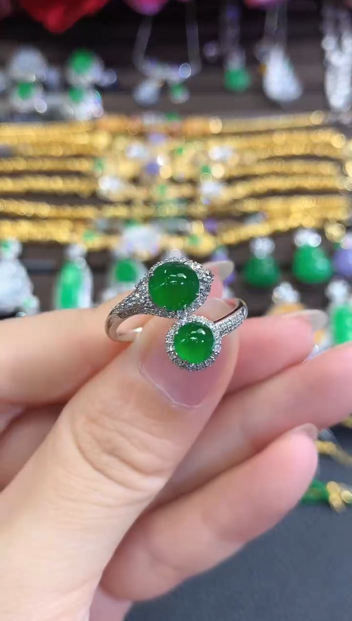 18K金镶嵌戒指翡翠春日珠宝 B31多样性一件发