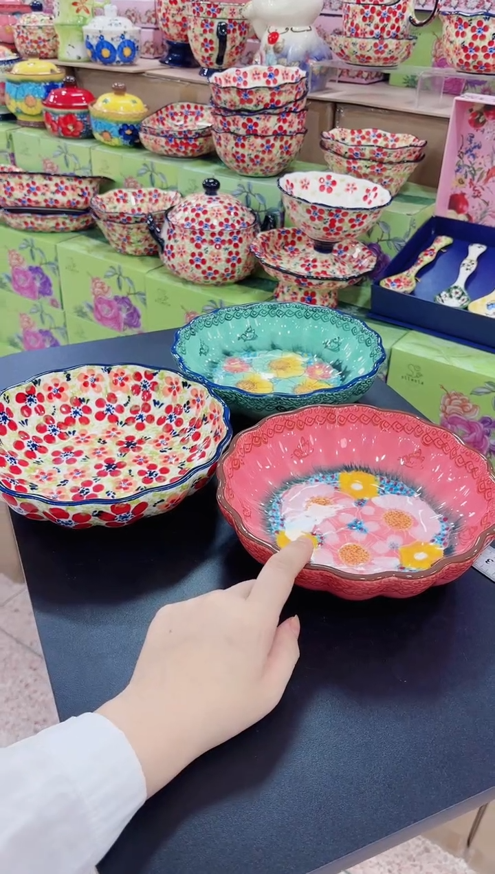 瓷8英寸波浪汤四个（樱花*2+粉黛*1+碧海*1）