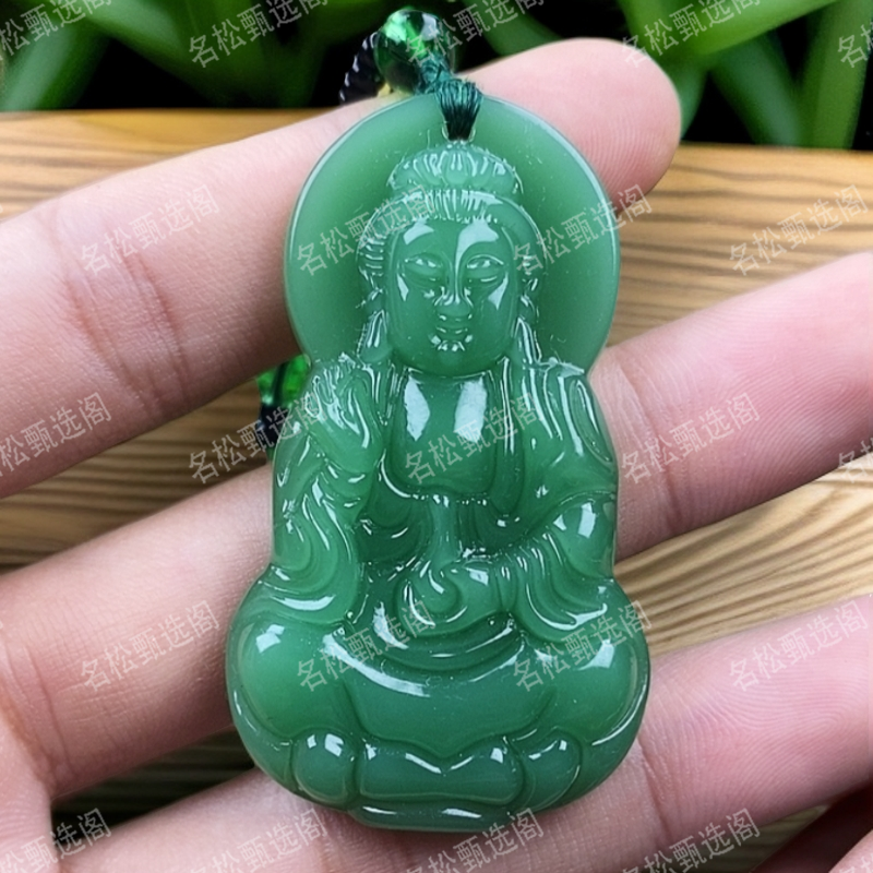 深绿观音1.手工男女同款单面时尚经典百搭精美吊坠