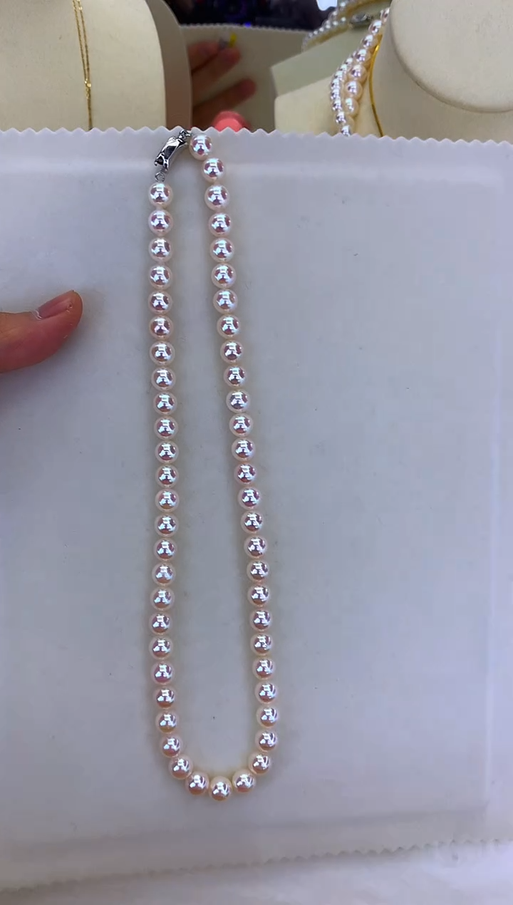 银S925镶嵌DA海水珍珠 GD270 7.5-8 akoya串链