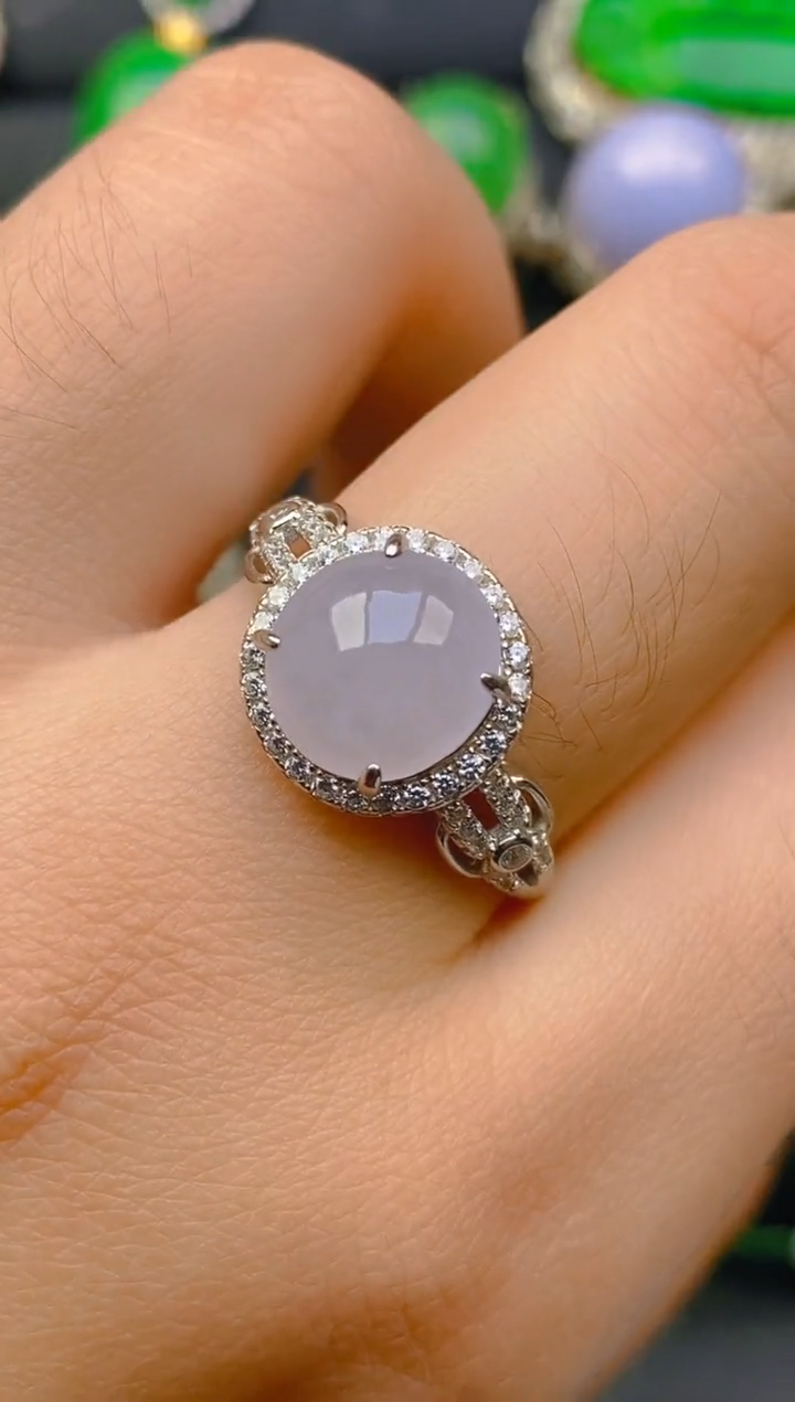 【闪购商品】翡翠戒指银S925镶嵌天然A货翡翠1