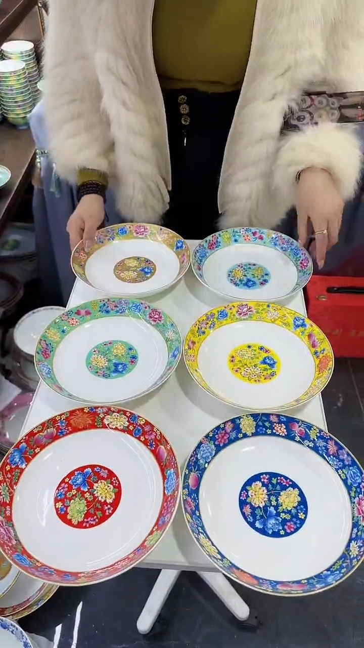 【闪购商品】瓷片圆深盘6个景德镇陶瓷【秦坊