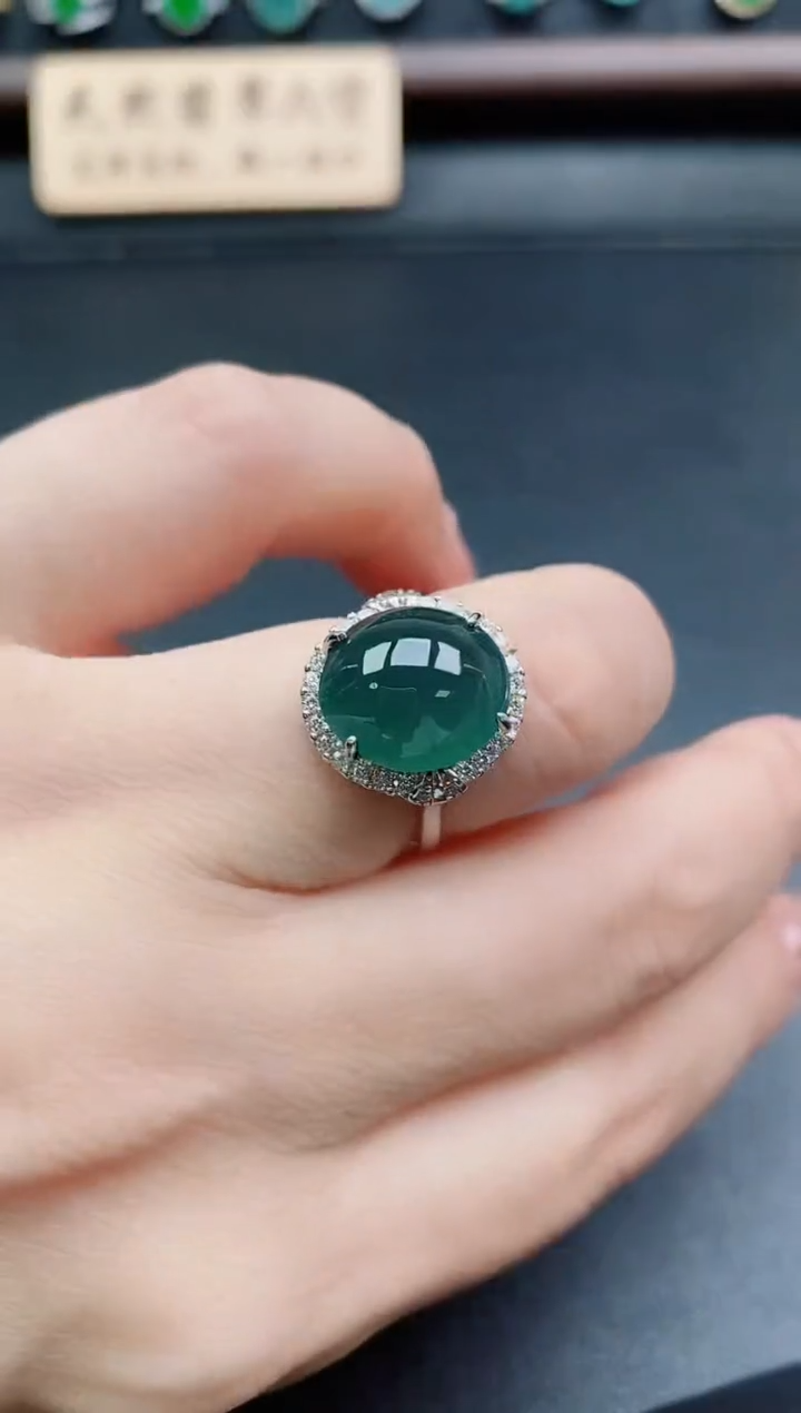 银S925镶嵌戒指翡翠1