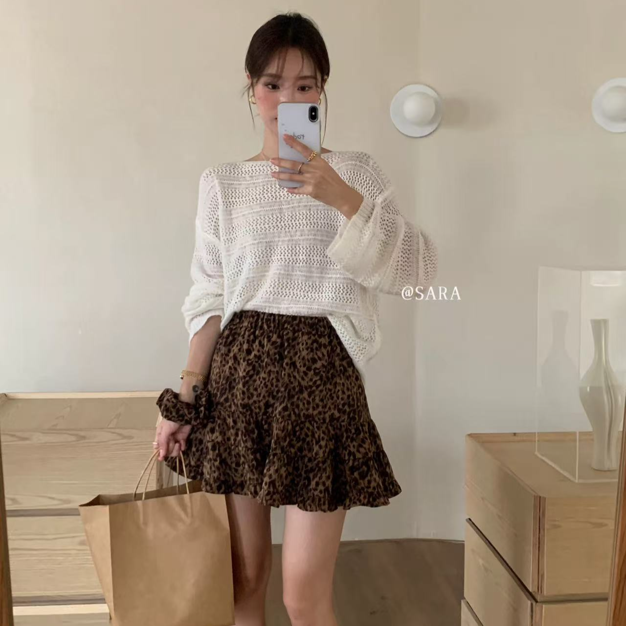 妮味穿搭~时髦感豹纹蛋糕短裙
