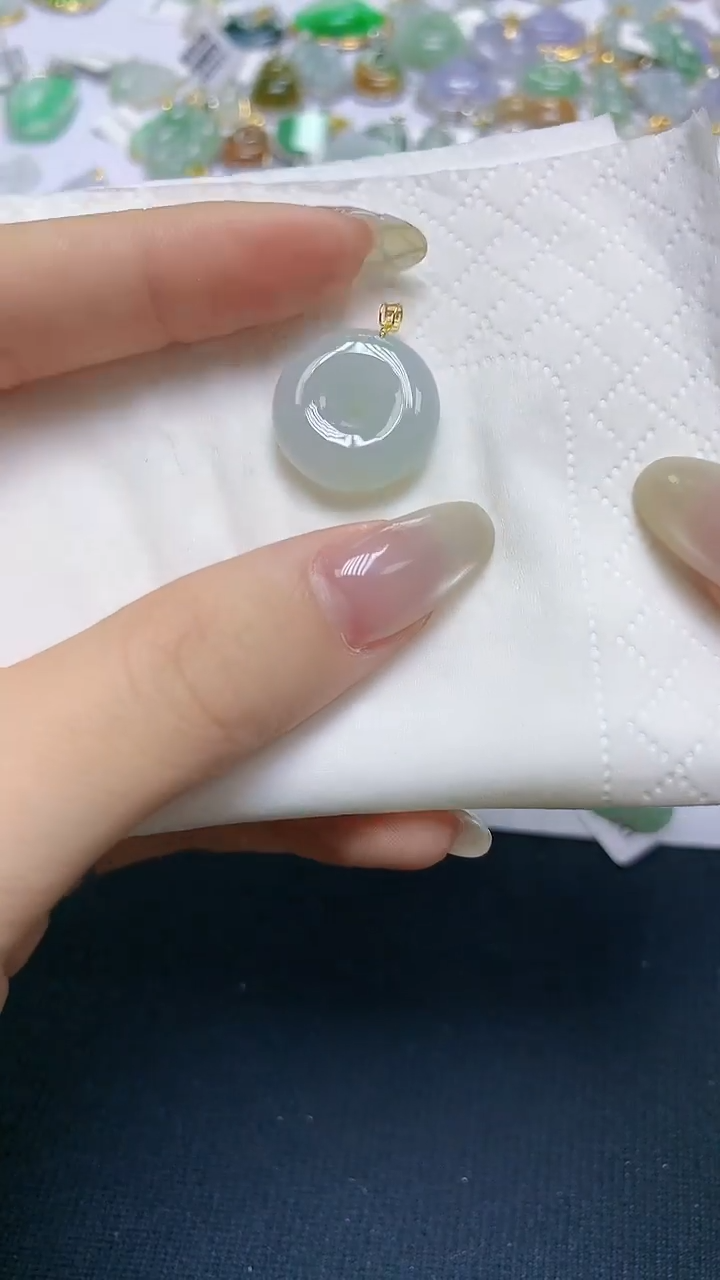 【闪购商品】翡翠18K金镶嵌颈饰天然缅甸A货翡翠