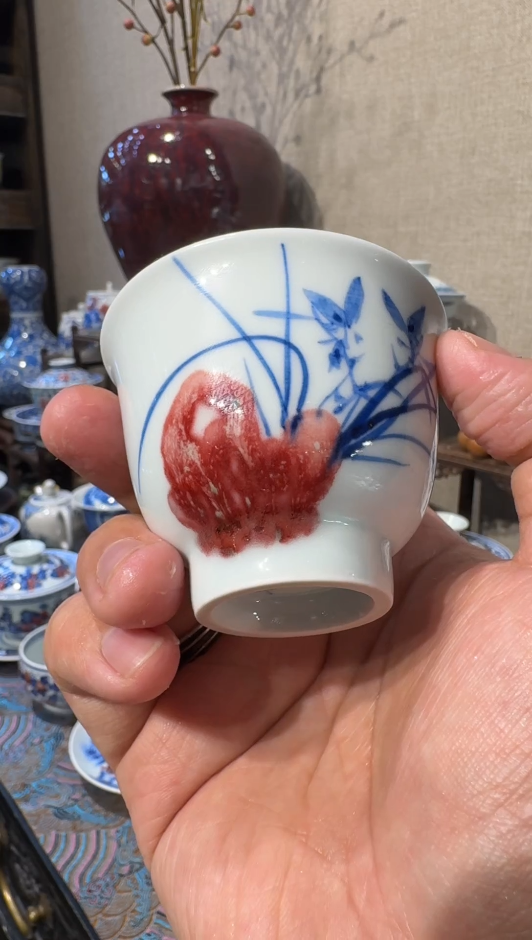 【闪购商品】原矿青花釉里红铃铛杯